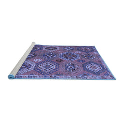 Sideview of Machine Washable Southwestern Blue Country Rug, wshabs5233blu
