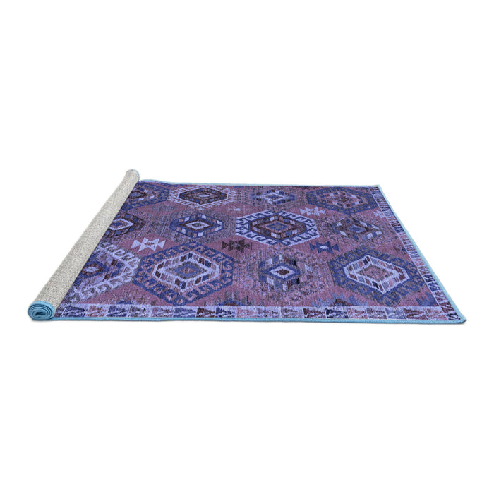 Sideview of Machine Washable Southwestern Blue Country Rug, wshabs5233blu