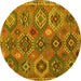 Round Southwestern Yellow Country Rug, abs5233yw