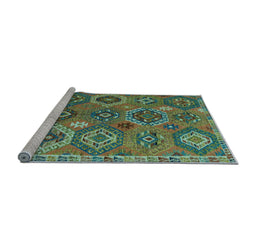 Sideview of Machine Washable Southwestern Light Blue Country Rug, wshabs5233lblu