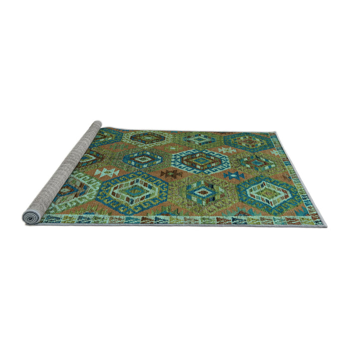 Sideview of Machine Washable Southwestern Light Blue Country Rug, wshabs5233lblu