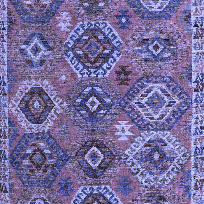 Machine Washable Southwestern Blue Country Rug, wshabs5233blu