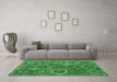 Machine Washable Southwestern Emerald Green Country Area Rugs in a Living Room,, wshabs5233emgrn