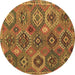 Round Southwestern Brown Country Rug, abs5233brn