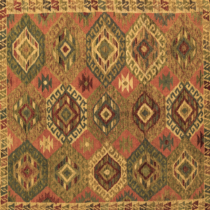 Square Machine Washable Southwestern Brown Country Rug, wshabs5233brn