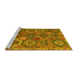 Sideview of Machine Washable Southwestern Yellow Country Rug, wshabs5233yw