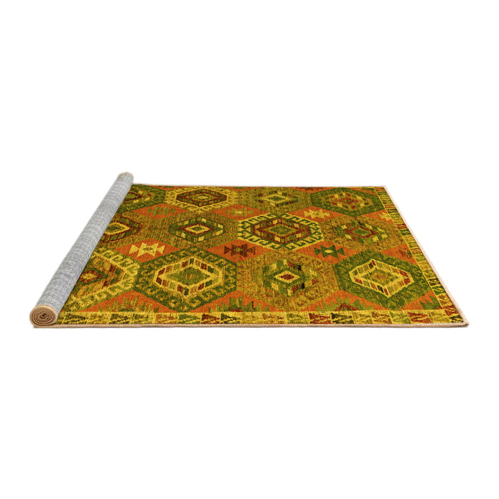 Sideview of Machine Washable Southwestern Yellow Country Rug, wshabs5233yw