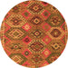 Round Southwestern Orange Country Rug, abs5233org