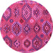 Round Southwestern Pink Country Rug, abs5233pnk