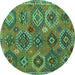 Round Southwestern Turquoise Country Rug, abs5233turq