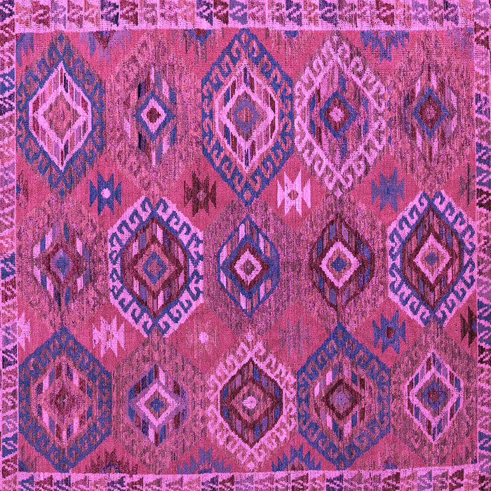 Square Machine Washable Southwestern Purple Country Area Rugs, wshabs5233pur