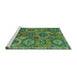 Sideview of Machine Washable Southwestern Turquoise Country Area Rugs, wshabs5233turq