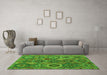 Machine Washable Southwestern Green Country Area Rugs in a Living Room,, wshabs5233grn