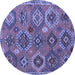 Round Southwestern Blue Country Rug, abs5233blu