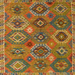 Square Machine Washable Abstract Cinnamon Brown Rug, wshabs5233