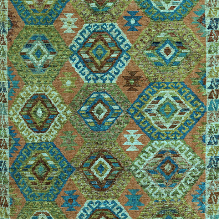 Machine Washable Southwestern Light Blue Country Rug, wshabs5233lblu