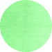 Round Machine Washable Solid Emerald Green Modern Area Rugs, wshabs5234emgrn