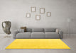 Machine Washable Solid Yellow Modern Rug in a Living Room, wshabs5234yw