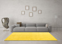 Machine Washable Solid Yellow Modern Rug, wshabs5234yw