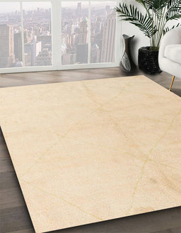 Abstract Yellow Solid Rug in Family Room, abs5234