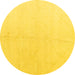 Round Machine Washable Solid Yellow Modern Rug, wshabs5234yw