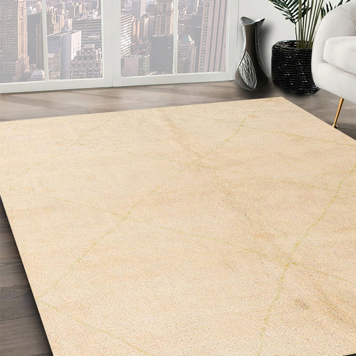 Machine Washable Abstract Yellow Rug in a Family Room, wshabs5234