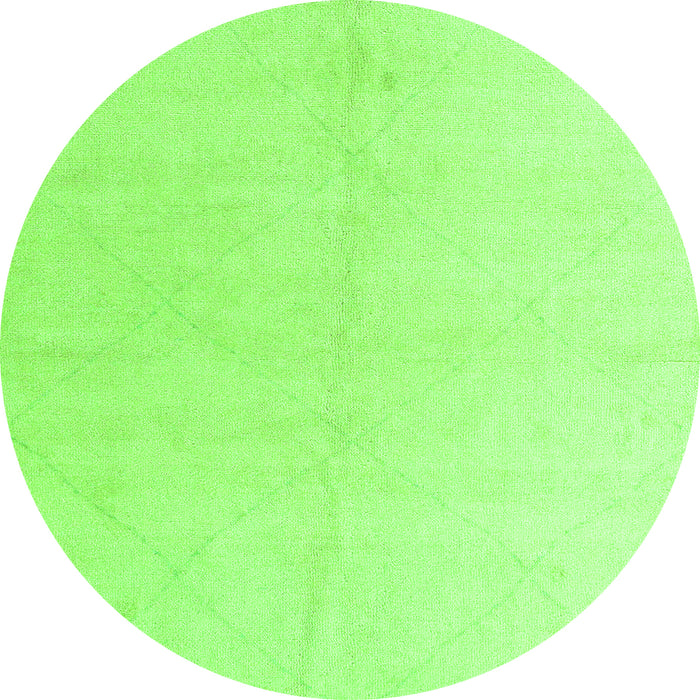 Round Machine Washable Solid Green Modern Area Rugs, wshabs5234grn