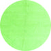 Round Machine Washable Solid Green Modern Area Rugs, wshabs5234grn