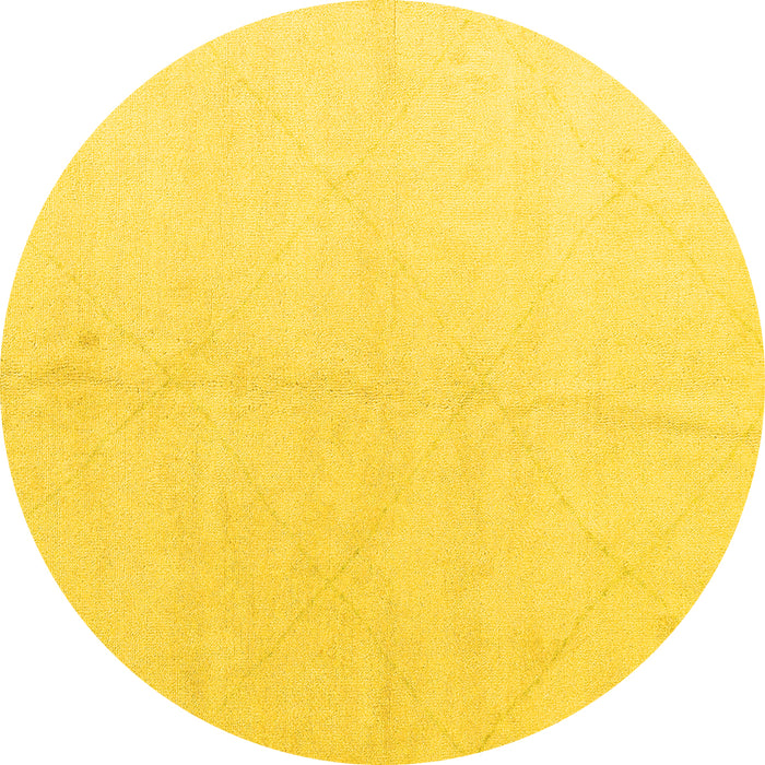 Round Solid Yellow Modern Rug, abs5234yw