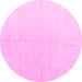 Round Machine Washable Solid Pink Modern Rug, wshabs5234pnk