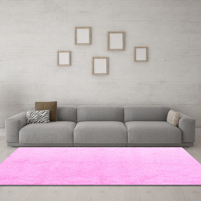 Machine Washable Solid Pink Modern Rug in a Living Room, wshabs5234pnk