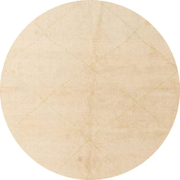 Round Abstract Yellow Solid Rug, abs5234