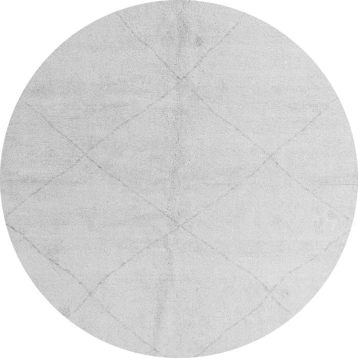 Round Machine Washable Solid Gray Modern Rug, wshabs5234gry