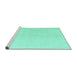 Sideview of Machine Washable Solid Turquoise Modern Area Rugs, wshabs5234turq