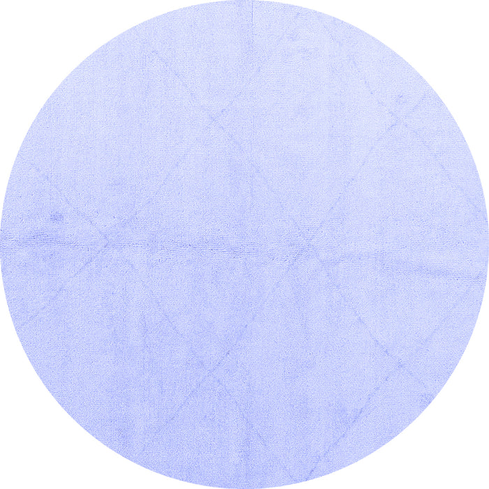 Round Machine Washable Solid Blue Modern Rug, wshabs5234blu