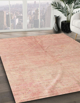 Abstract Pastel Orange Modern Rug in Family Room, abs5235