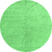 Round Abstract Emerald Green Modern Rug, abs5235emgrn