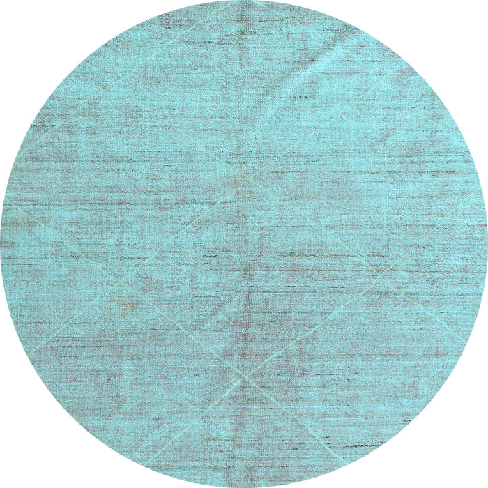 Round Machine Washable Abstract Light Blue Modern Rug, wshabs5235lblu
