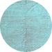 Round Machine Washable Abstract Light Blue Modern Rug, wshabs5235lblu