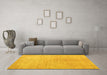 Machine Washable Abstract Yellow Modern Rug in a Living Room, wshabs5235yw