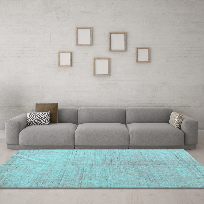Machine Washable Abstract Light Blue Modern Rug in a Living Room, wshabs5235lblu