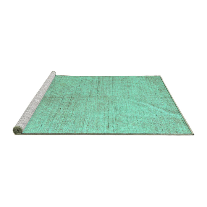 Sideview of Machine Washable Abstract Turquoise Modern Area Rugs, wshabs5235turq
