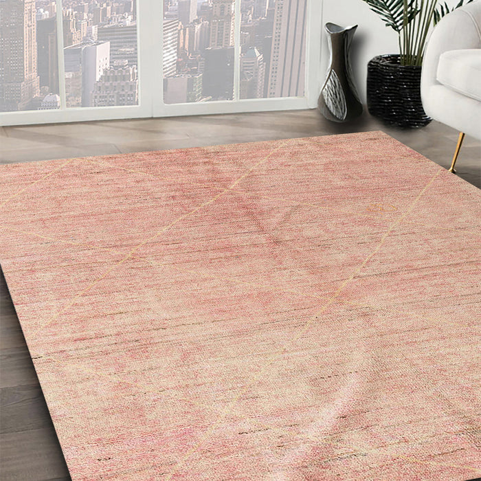 Machine Washable Abstract Pastel Orange Rug in a Family Room, wshabs5235