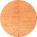 Round Machine Washable Abstract Orange Modern Area Rugs, wshabs5235org