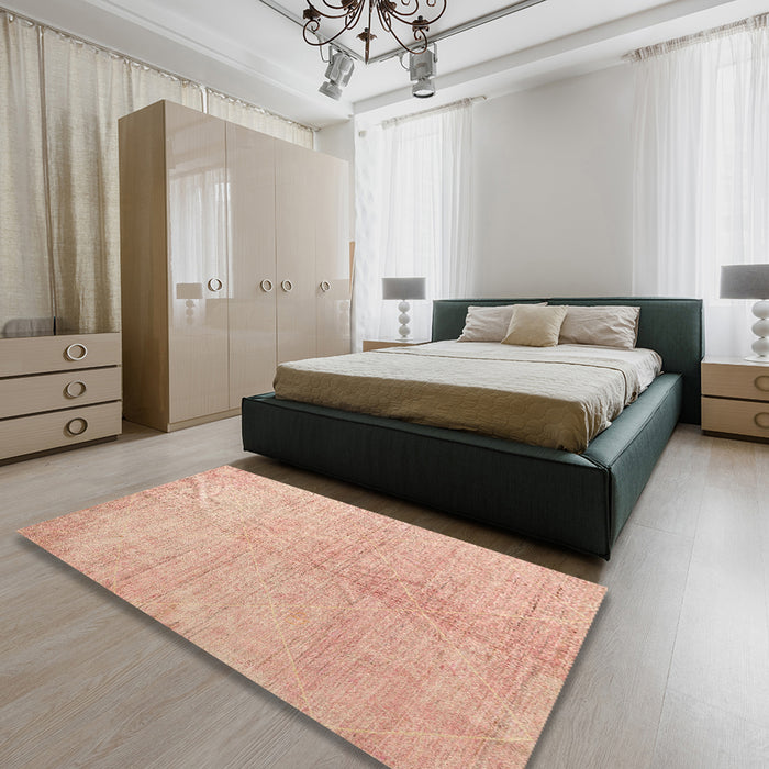 Abstract Pastel Orange Modern Rug in a Bedroom, abs5235