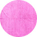 Round Abstract Pink Modern Rug, abs5235pnk