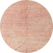 Round Abstract Pastel Orange Modern Rug, abs5235