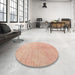 Round Machine Washable Abstract Pastel Orange Rug in a Office, wshabs5235