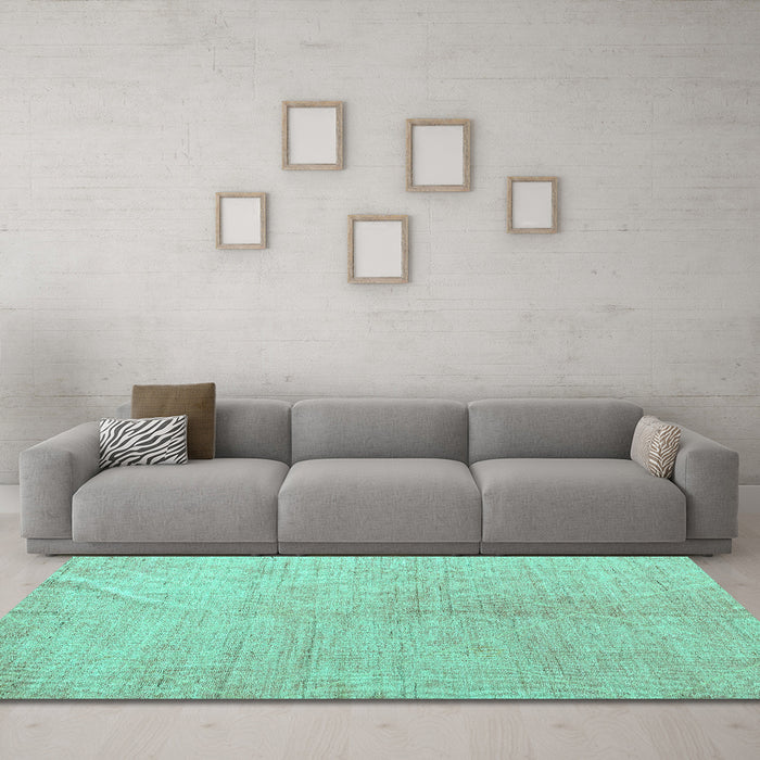 Machine Washable Abstract Turquoise Modern Area Rugs in a Living Room,, wshabs5235turq