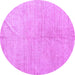 Round Abstract Purple Modern Rug, abs5235pur